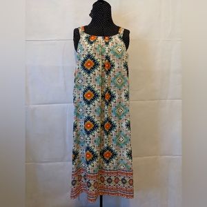 Spense Women's Multicolor 100% Polyester Sleeveless Strappy Knee Length Dress L